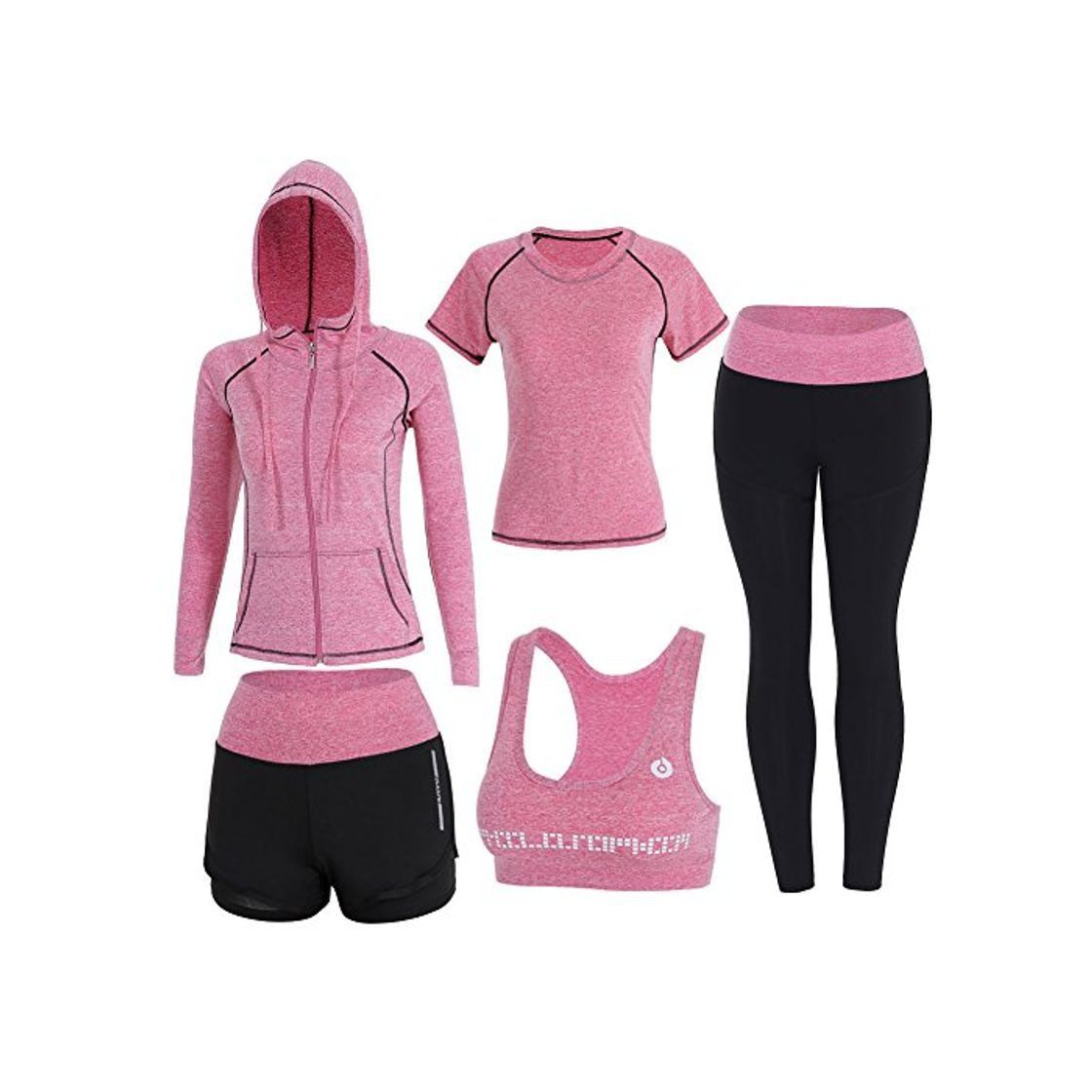 Social BOTRE 5 Piezas Conjuntos Deportivos para Mujer Chándales Ropa de Correr Yoga