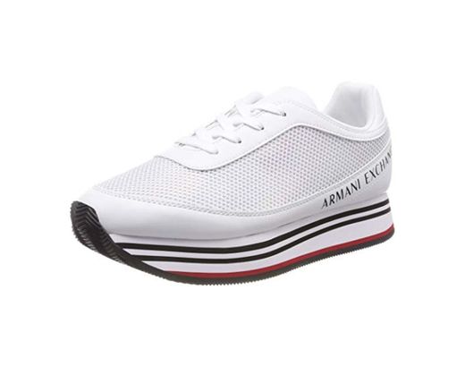 Armani Exchange Rainbow Mirror Lace Up Sneaker, Zapatillas para Mujer, Blanco (White