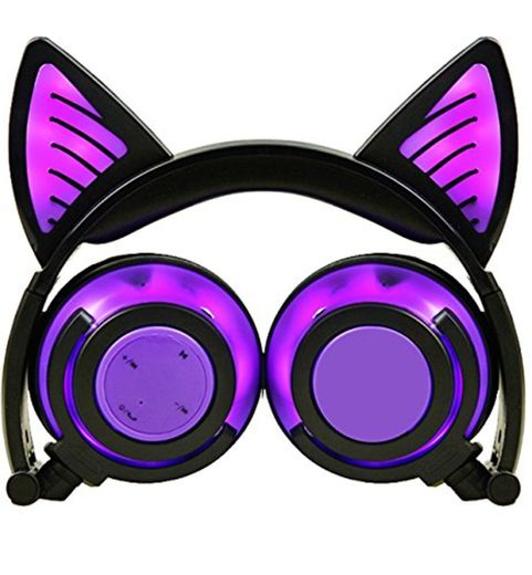 Limson Auriculares Bluetooth, Auriculares Plegable Recargables recargables de Orejas de gato Auriculares