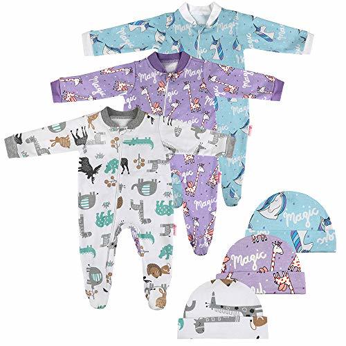 Product Lictin 6 Piezas Pijama para Bebé- Mameluco de Algodón con Cremallera con