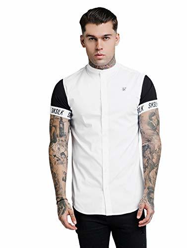 Products Sik Silk SS-14232 Grandad Collar Tech Half Sleeve Shirt