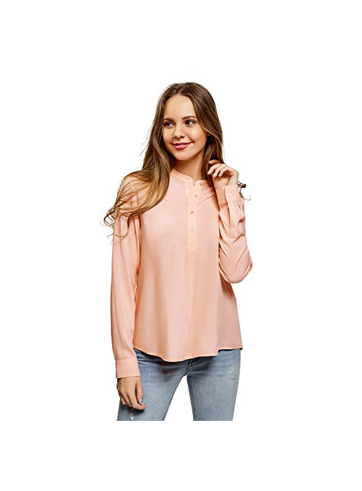 Product oodji Collection Mujer Blusa de Viscosa de Silueta en A, Rosa, ES