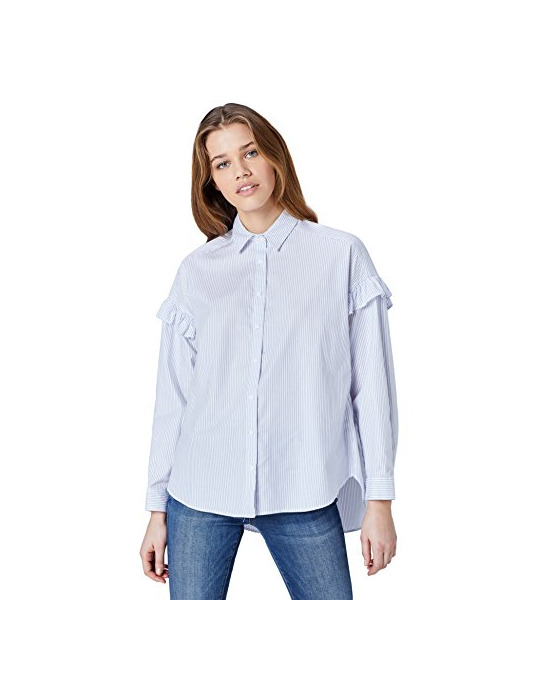 Product Marca Amazon - find. Blusa de Rayas Oversize con Volantes en la