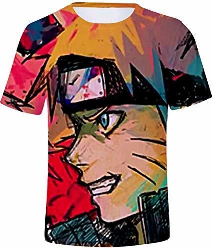 FLYCHEN Hombre Camiseta con Estampado 3D Naruto Animado Ninja Men's T-Shirt Naruto