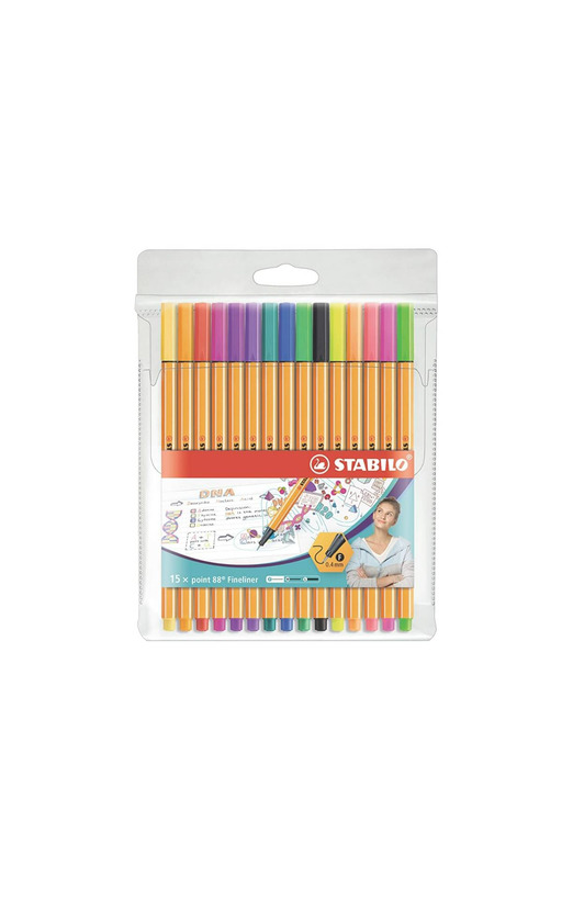 Rotulador punta fina STABILO point 88-Estuche con 15 colores