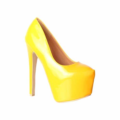 Producto Elara Zapato de Tacón Alto para Mujer Chunkyrayan QM003 Yellow-37