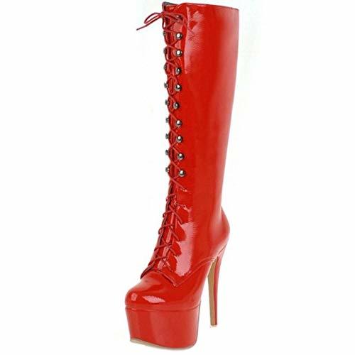 Producto COOLCEPT Mujer Moda Tacón Alto Fiesta Vestido Botas Plataforma Botas de Rodilla