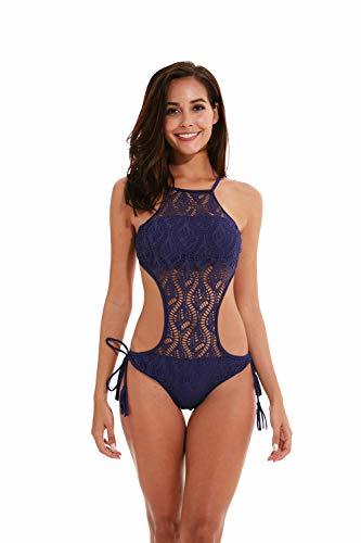 Producto Shangrui Mujeres Crochet Monokini Corte Abdomen Control Bikini Traje de baño