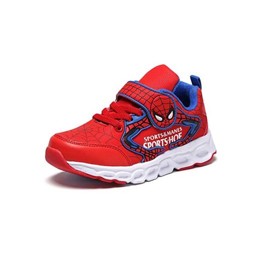 LINLIN Spiderman Zapatos de Deporte ejecutarse de los Muchachos Formadores Confortable al