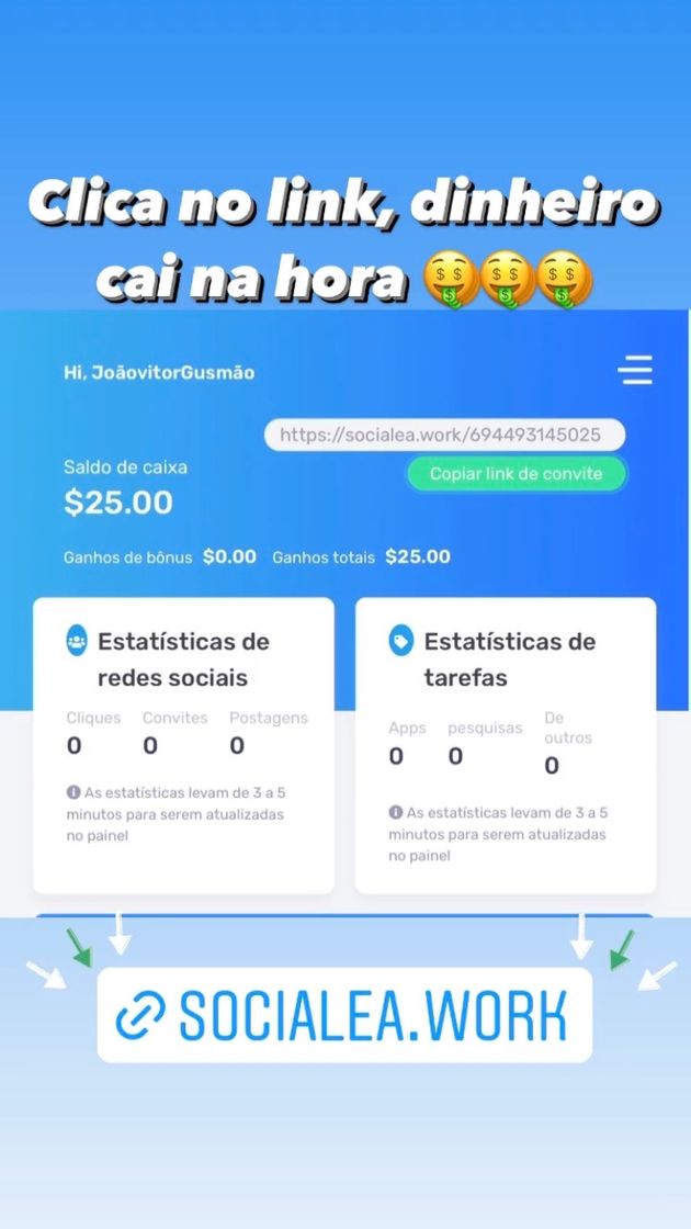 Social Ganhei 25 reais agora 