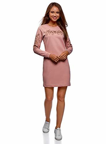 Producto oodji Ultra Mujer Vestido de Algodón de Manga Larga, Rosa, ES 44