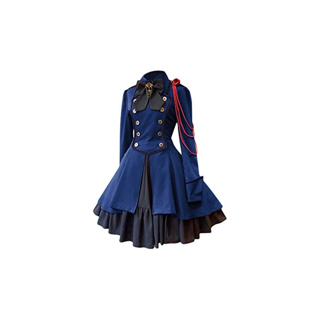 Moda fengduo Mujer Medieval Lolita Vestido Gótico Steampunk Vestido de Uniforme Arco Solapa