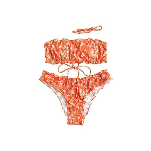 ZAFUL Conjunto de bikini de dos piezas con estampado de margaritas de