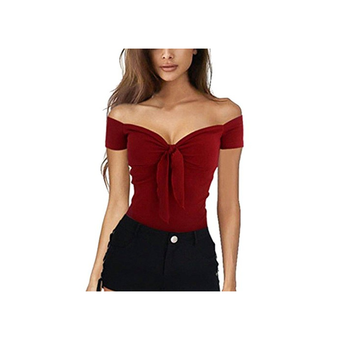 Social FAMILIZO Camisetas Sin Hombros Mujer Camisetas Mujer Manga Corta Algodón, Blouse For