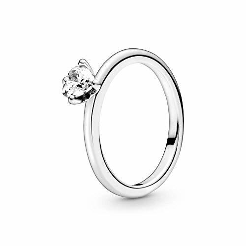 Social Pandora - Anillo de plata de ley con forma de corazón