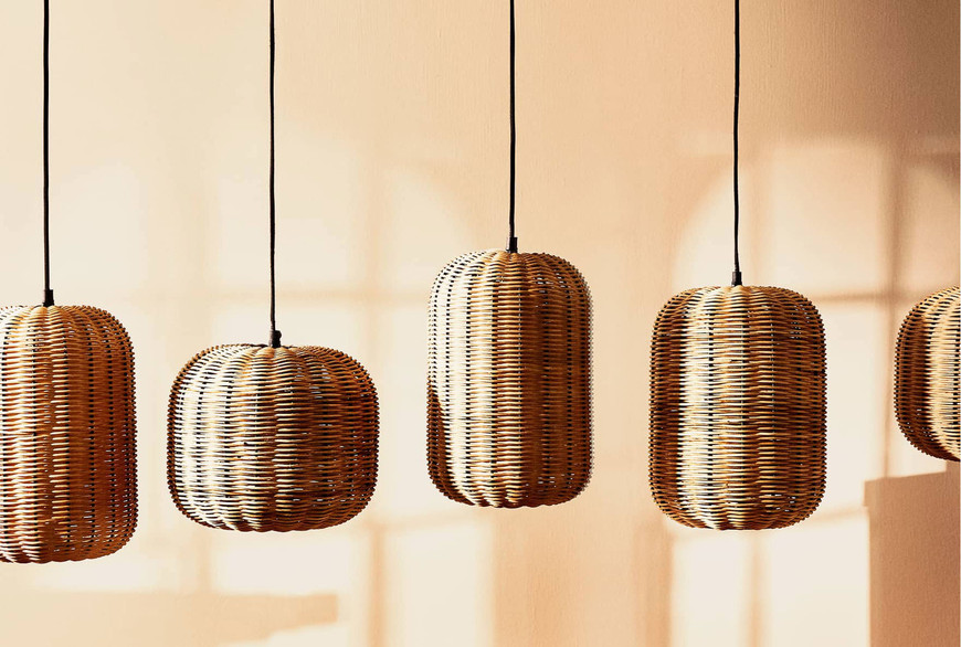 Social Lampara techo oval ratán y metal