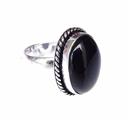 Hermoso anillo de estilo indio de piedras preciosas de ónix negro Anillo