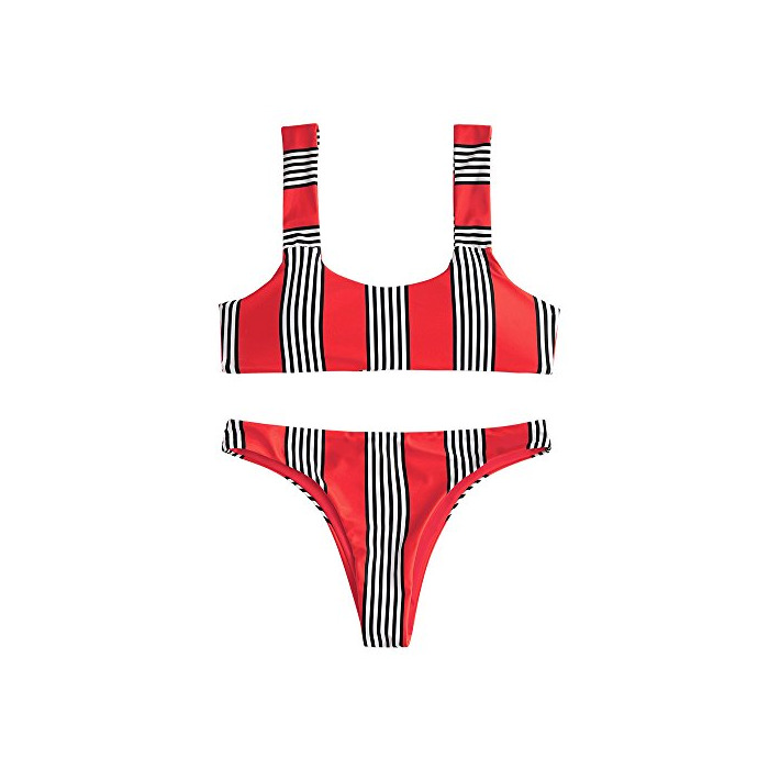 ZAFUL Mujer Bikini 2018 Push up Traje de Baño Estampado Rayas sin
