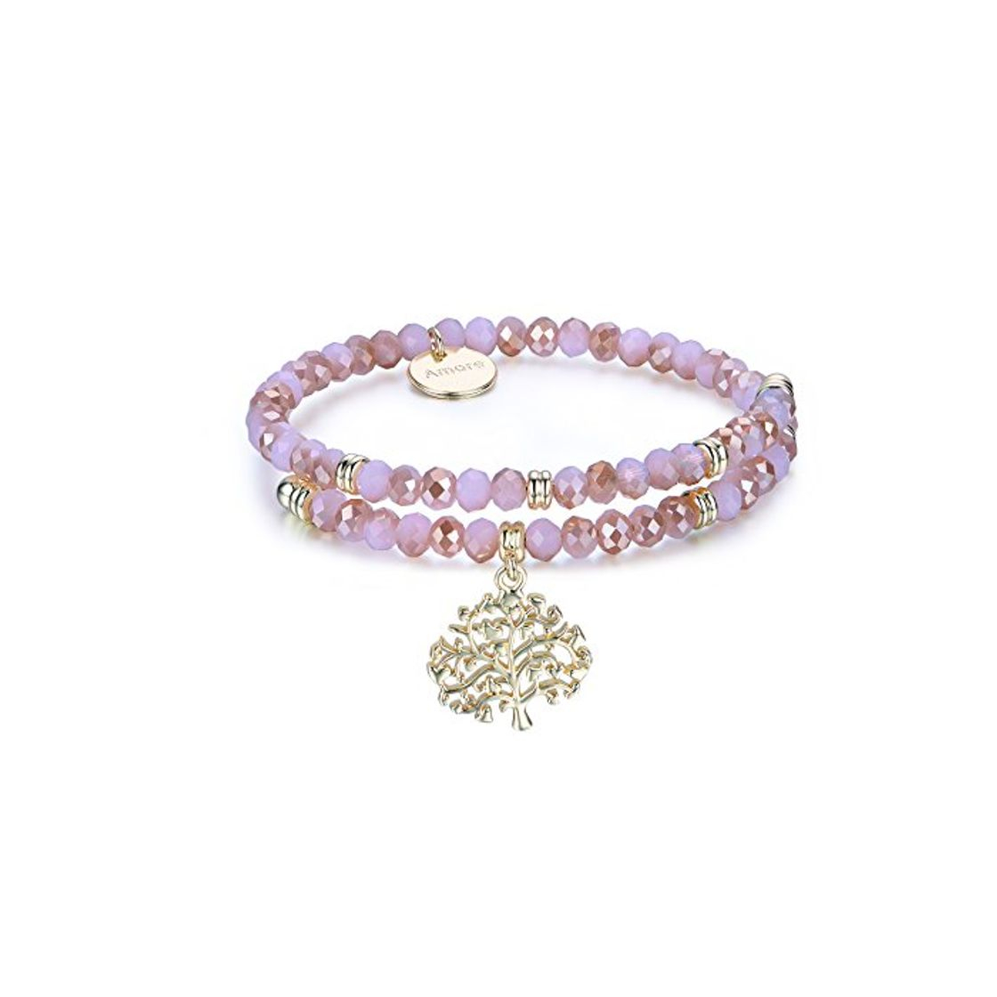 Producto 'Pulsera Luca barra "Amor con Piedras Rosa ópalo Ed elementos de metal dorado bk1490