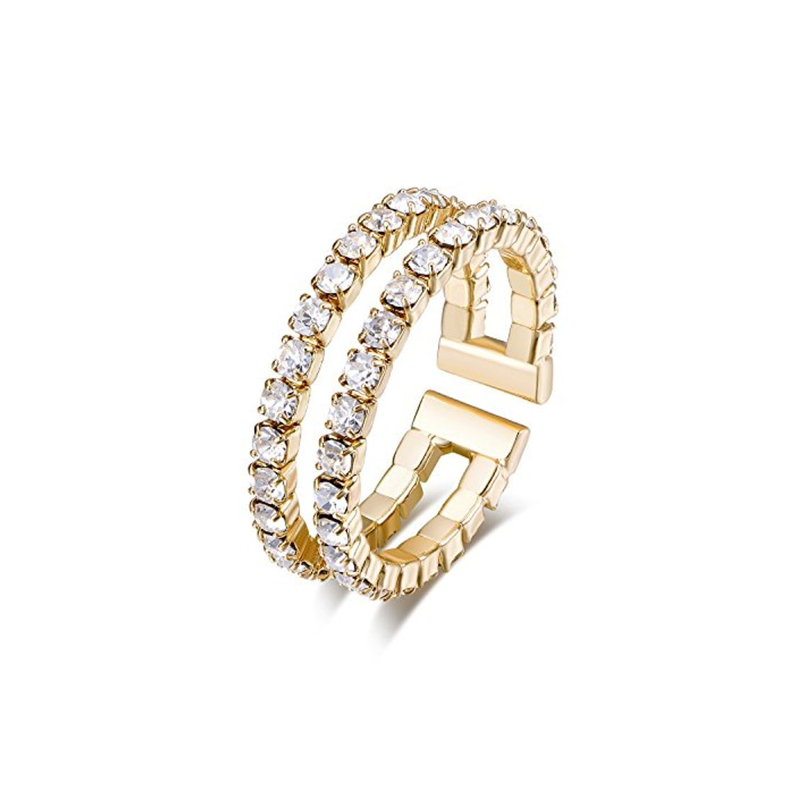 Producto Luca Barra - Anillo de 2 Hilos de Metal Dorado con Cristales