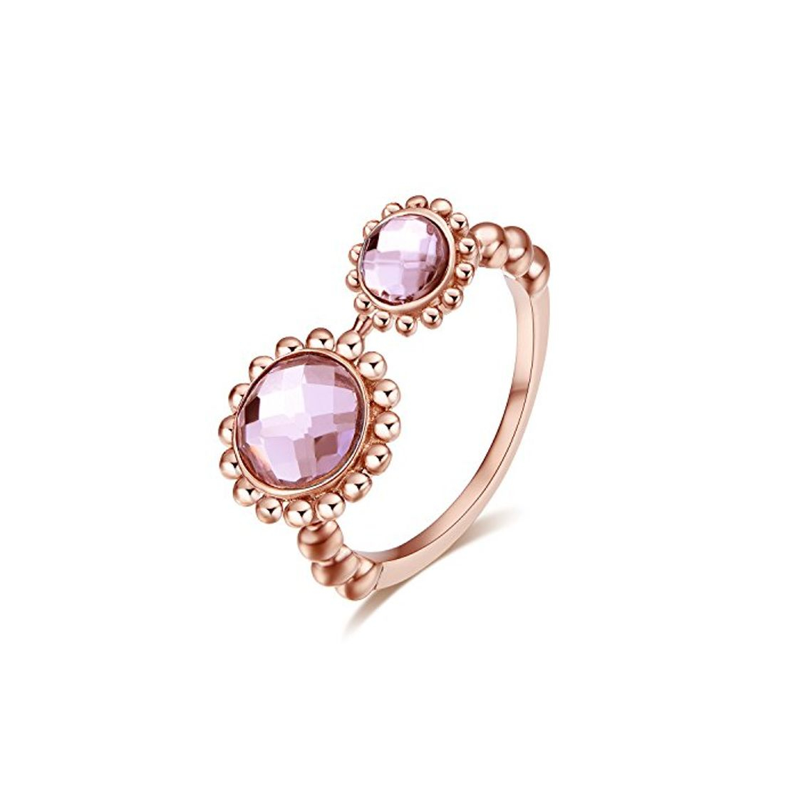 Product Luca Barra - Anillo de Acero Rosado con Cristales Rosa