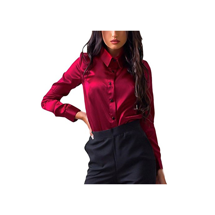 Social SHOBDW Mujeres Carniva Moda botón Camisa Blusa Casual Tops Manga Larga