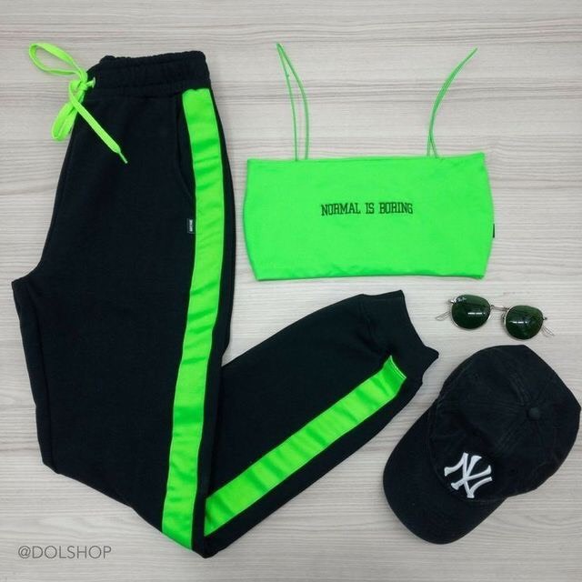 Fashion Top neon com calça 