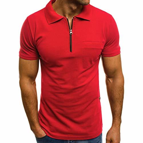 Productos POLP Polos para Hombre Camiseta de Manga Corta con Cremallera y Bolsillo