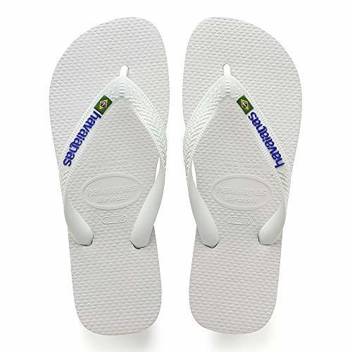 Fashion Havaianas Brasil Logo, Chanclas Unisex Adulto, Blanco