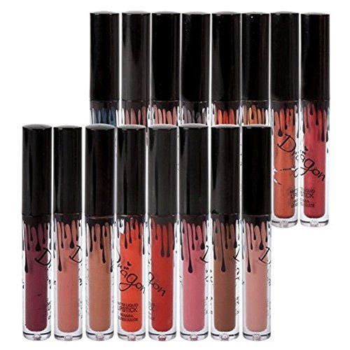 RICHOOSE 16 Colores Set Líquido Maquillaje Líquido Maquillaje Lápiz Mate Lápiz Labial