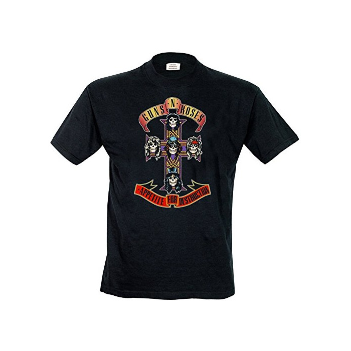 Social GunsRoses Guns N' Roses Appetite for Destruction Camiseta, Negro
