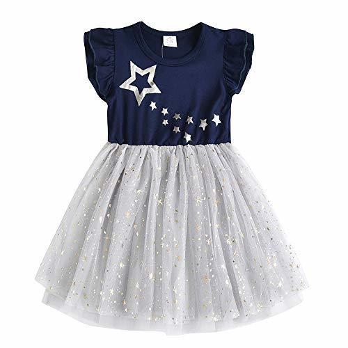 Product VIKITA Vestido Bordado Mariposa Algodón Tulle Tutu Sin Mangas Verano Niñas 2-8