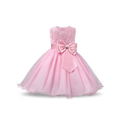 NNJXD Vestido de Fiesta de Princesa con Encaje de Flor de 3D