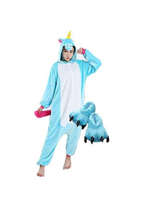 Product Combo Pijama Kigurumi Unicórnio Azul com Pantufa Pata