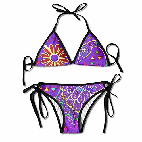 Productos Women's Peacock In Mola Art Style Fashion Peacock Sexy Bikini Swimsuit Bathing