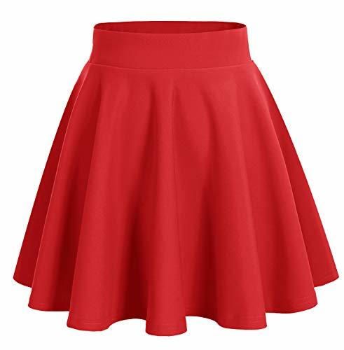 DRESSTELLS Falda Mujer Mini Corto Elástica Plisada Básica Multifuncional Red M