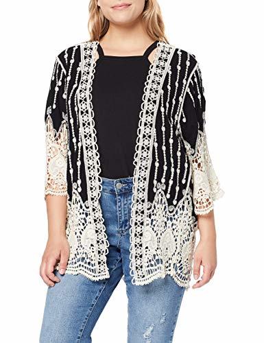 Product New Look Curves Kat Crochet Kimono, Chaqueta Mujer, Negro