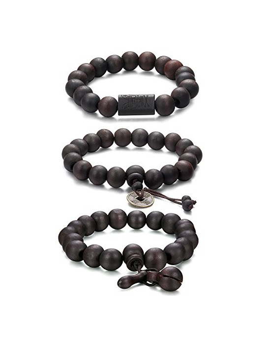 Producto Jstyle 3 Pcs 11mm Madera Brazalete de Cuentas para los Hombres Mujeres