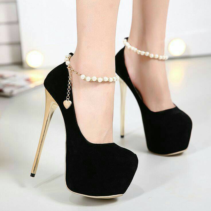 Moda High Platform Pearl Ankle Strap Stiletto Heel Shoes