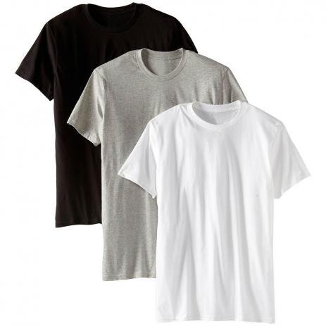 Moda Kit com 3 Camisetas Básicas Masculina Algodão