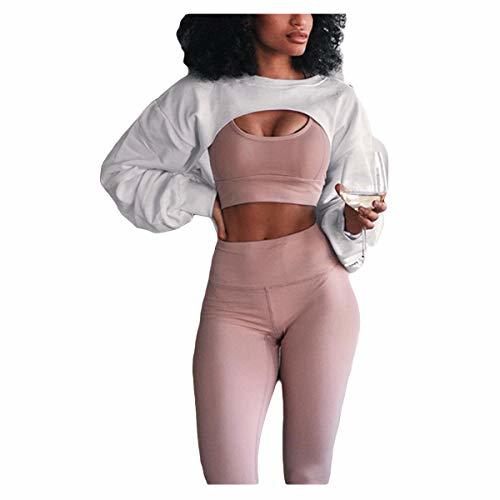 Products Luiyy® Ropa Deportiva Mujer Conjuntos De Sujetador Crop Tops Manga Larga Pantalon