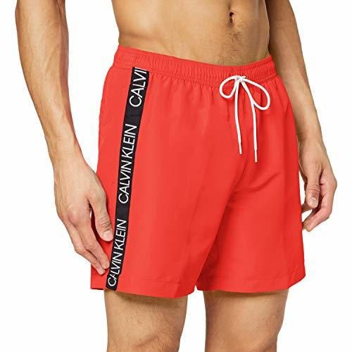 Calvin Klein Medium Drawstring Bañador, Rojo