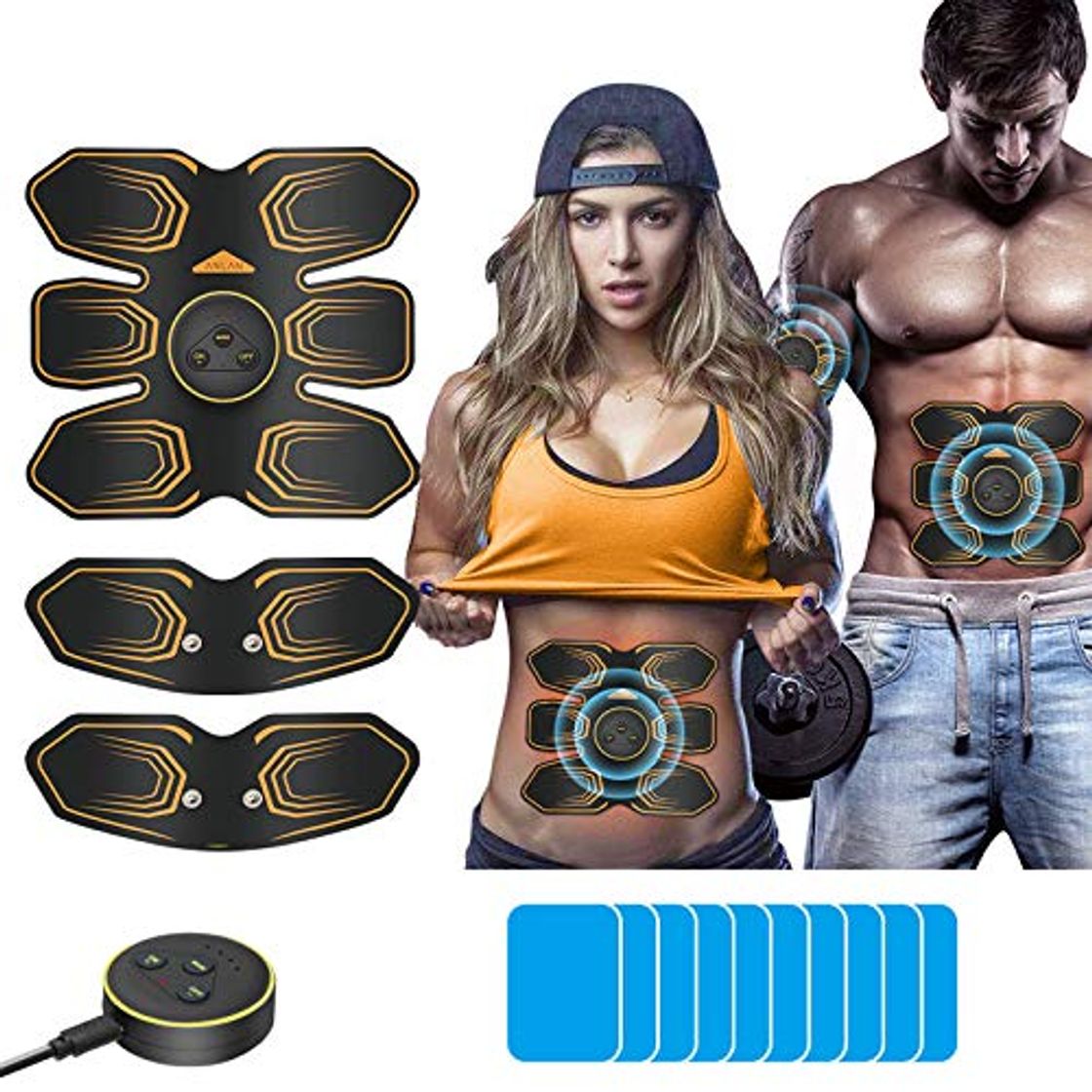 Productos ANLAN Electroestimulador Muscular Abdominales, EMS Estimulador, Abdomen/Brazo/Piernas Entrenador Muscular con USB Recargable,