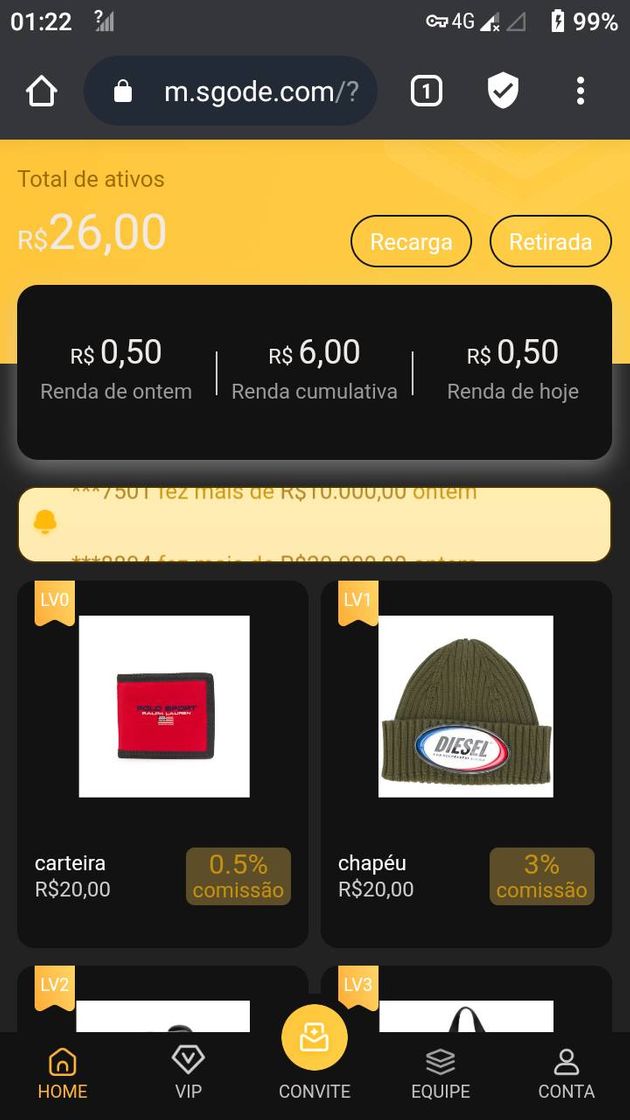 Social Nesse site você ganha 20,00 reais pelo cadastro...