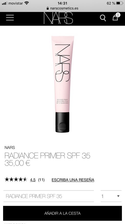 Product Radiance primer spf 35 NARS