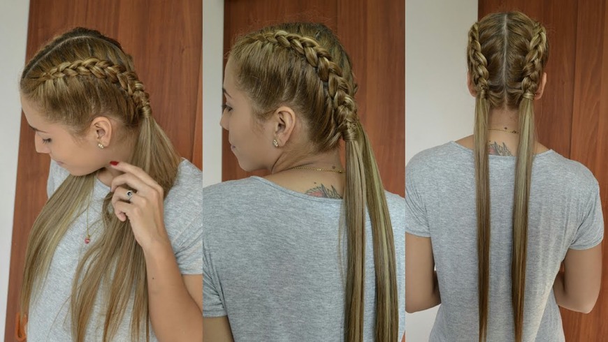 Fashion Dos trenzas con coleta baja 