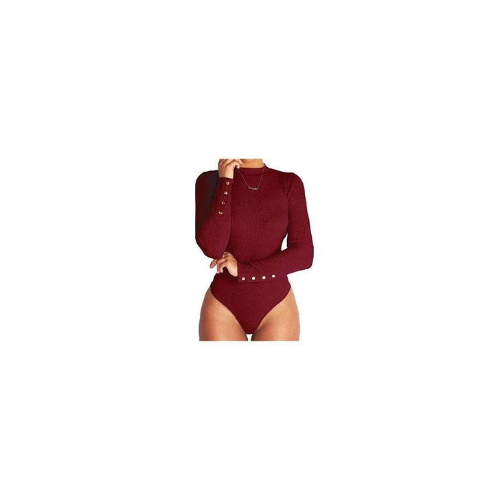 Social Body elástico de manga larga para mujer Body de corte alto para mujer Bodycon en color liso Highdas