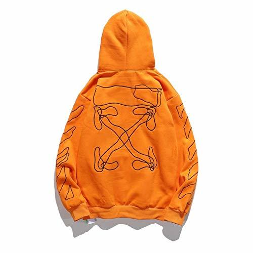 Fashion Dolynn OW Off Embroidered Irregular Arrows Hoodie Pullover Sweater for Men and