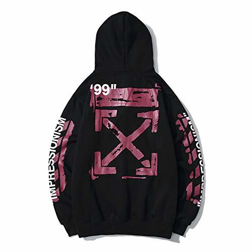 Fashion DoDui OW White Behind Red Rendering Graffiti Arrow Print Plus Velvet Hoodie