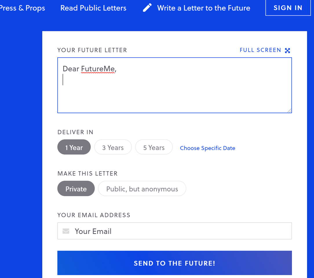 Social FutureMe: Write a Letter to your Future Self